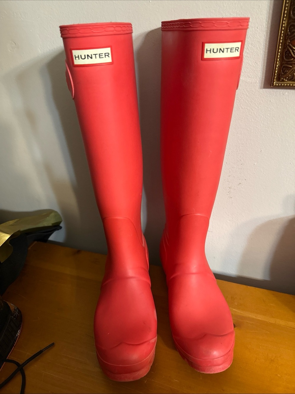 NWB Hunter Original short gloss Orange Rain Boots Women’s Size US 9